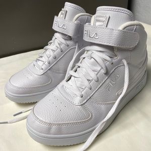 FILA A-high Triple White High Tops Synthetic Sneakers Mens Size 10